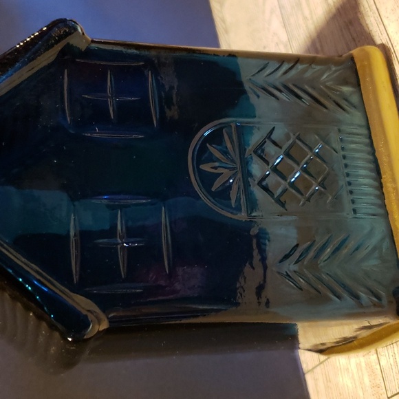 Threshold Blue Glass House Soap Dispenser with Gold Trim - New - Picture 3 of 11